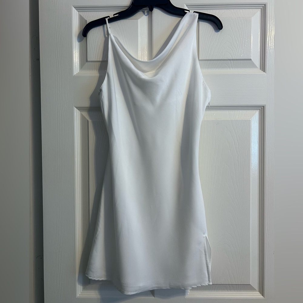 American Threads Asymmetrical White Formal Mini Dress